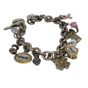Brighton Signed 2006 Power Of Pink Breast Cancer Awareness Charm Bracelet Silver